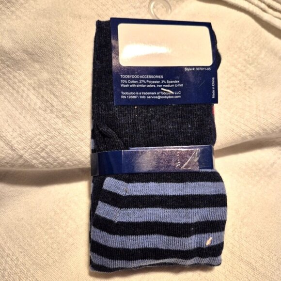 Tooby Doo girls footless sweater tights leggings 2 tone blue & red NEW - Picture 2 of 6